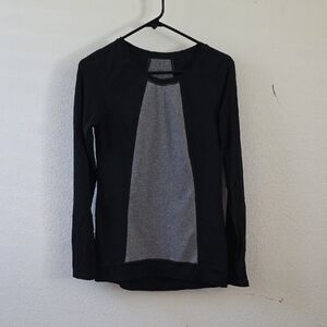 CAbi Black and Gray Long Sleeve Top